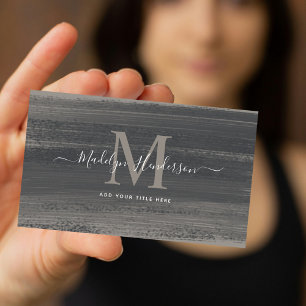 Cartão De Visita Traços mínimos modernos de pincel de Cinza escura