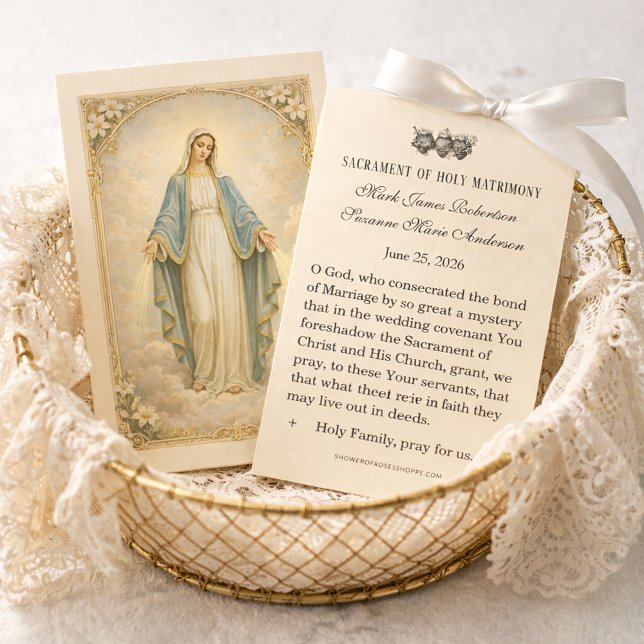 Cartão De Visita Traditional Catholic Wedding Favor Holy Card (Criador carregado)