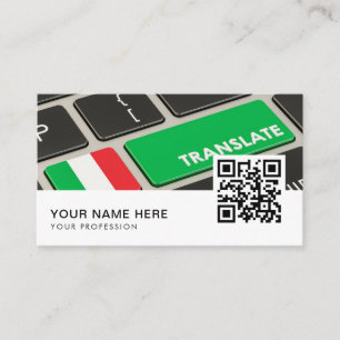 Cartão De Visita Tradutor italiano inglês QR Code Business Car