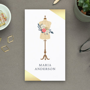 Cartão De Visita Traje Floral Retro De Mannequin Fashion Stylist