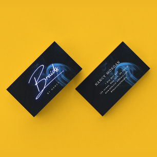 Cartão De Visita Tranças de Cabelo Neon Fumaça Azul