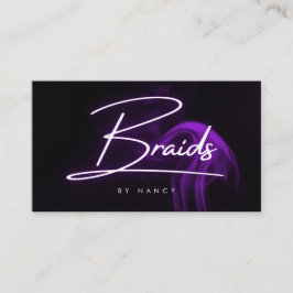 Cartão De Visita Tranças de Cabelo Roxo Neon Fumaça Salão de Estili