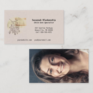 Cartão De Visita Tranquil Boho Front-Art Foto Personalizada Voltar