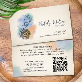 Cartão De Visita Transformation Line Art Butterfly Life Coach