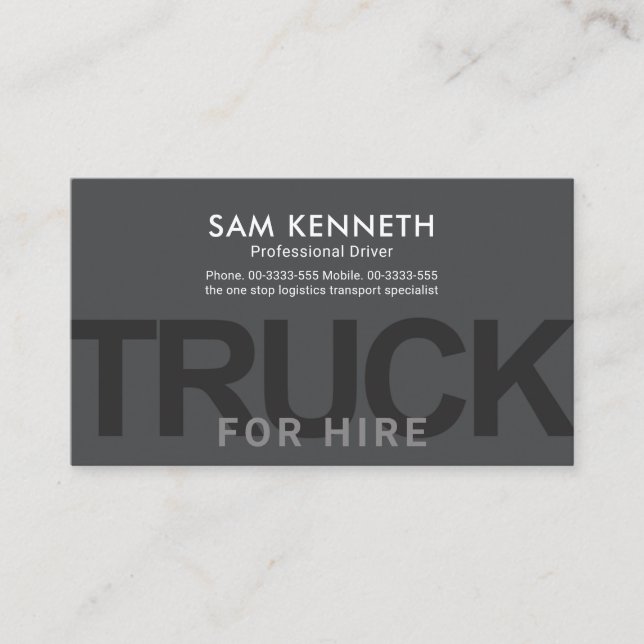 Cartão De Visita Transporte de Caminhões de Cartazes de Cartazes de (Frente)