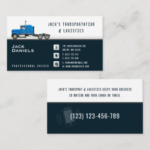 Cartão De Visita Transporte e Logística   Caminhão Azul 