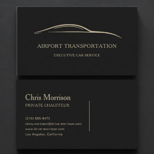 Cartão De Visita Transporte para Aeroporto Black & Gold