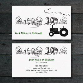 Cartão De Visita Trator de silhueta e Fazenda caipira
