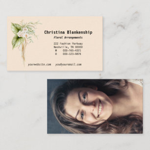 Cartão De Visita Trava Fotografia Personalizada de Borda Floral Ele