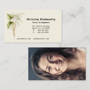 Cartão De Visita Trava Fotografia Personalizada de Borda Floral Ele