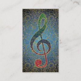 Cartão De Visita Treble Clef Dourado Filigree - Música Colorida