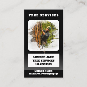Cartão De Visita *~* Tree Services Lumber Jack Man QR Trunk
