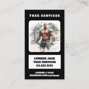 Cartão De Visita *~* Tree Services Lumber Jack Tree Man QR