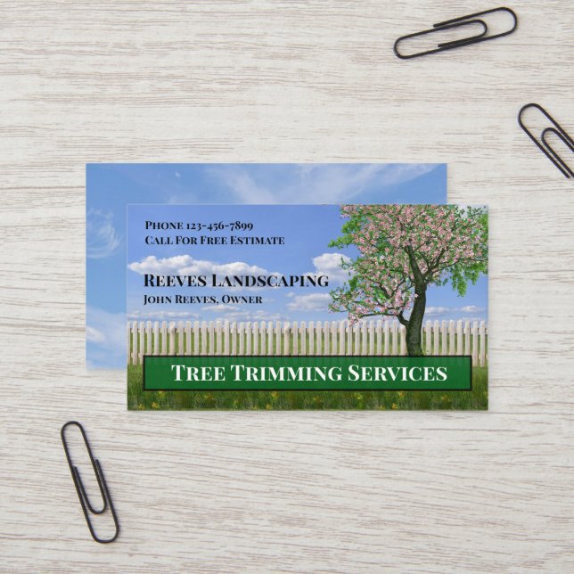 Cartão De Visita Tree Trimming Landscaping Service Business Card (Frente/Verso In Situ)