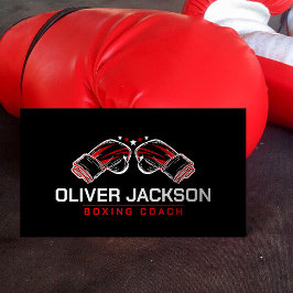 Cartão De Visita Treinador Boxing White and Red Glove