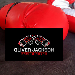 Cartão De Visita Treinador Boxing White and Red Glove