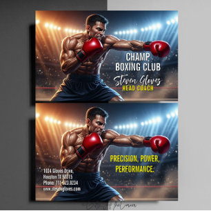 Cartão De Visita Treinador de Boxe Professor de Boxe Academia Espor