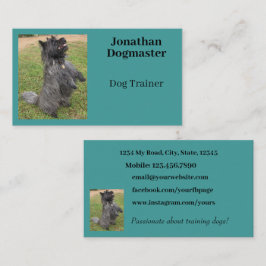 Cartão De Visita Treinador de Cães Aqua Blue Teal Foto mínima