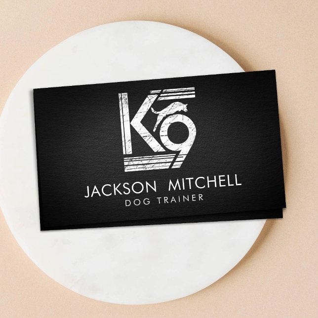 Cartão De Visita Treinador de cães - K9 Formador preto e branco (Criador carregado)