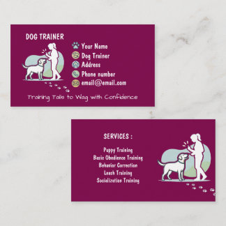 Cartão De Visita Treinador de Cães Minimalista Personalizável