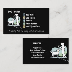 Cartão De Visita Treinador de Cães Minimalista Preto Personalizável
