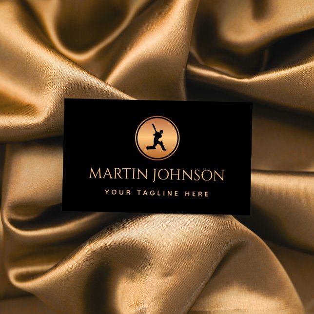 Cartão De Visita Treinador de críquete profissional Dourado e espor (Criador carregado)