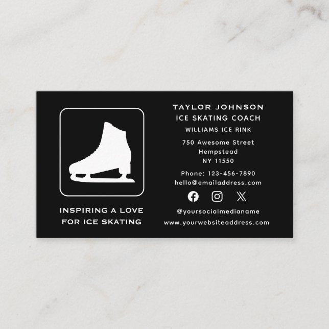 Cartão De Visita Treinador de Esporte para Instrução de Gelo de Míd (Frente)