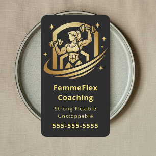 Cartão De Visita Treinador de Fitness Feminino Design de Luxo Cartã