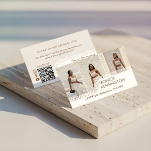 Cartão De Visita Treinador de Fitness Moderno Layout de Foto para T