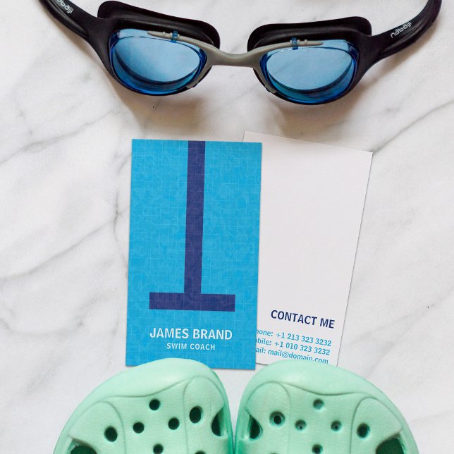 Cartão De Visita Treinador de natação (Criador carregado)