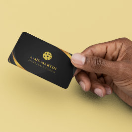 Cartão De Visita Treinador de Pickleball Preto e Dourado