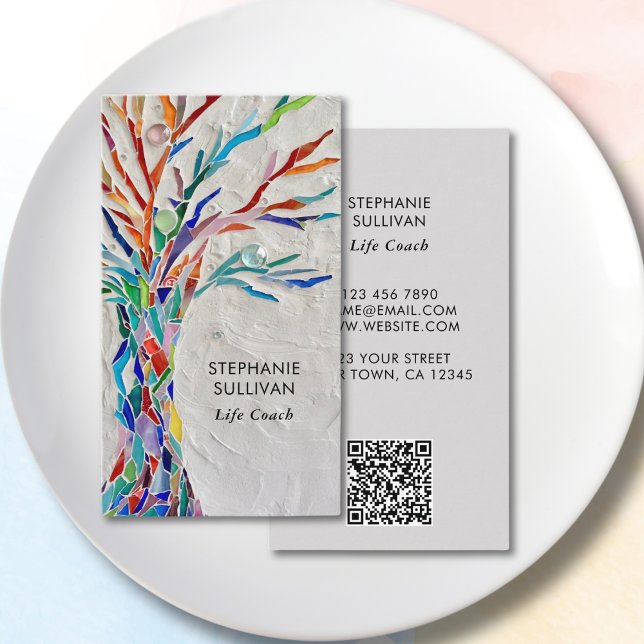 Cartão De Visita Treinador de Vida Árvore de Código QR (Criador carregado)