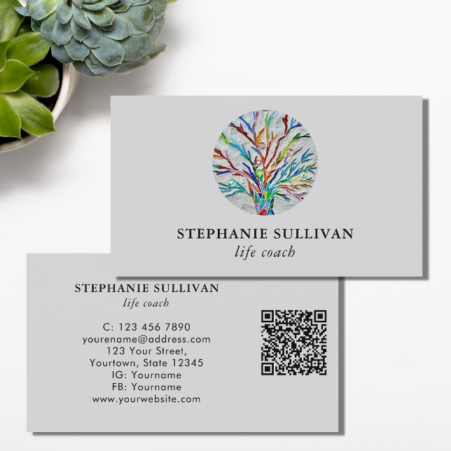 Cartão De Visita Treinador de Vida do Código QR (Criador carregado)