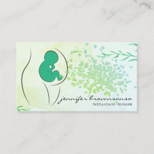Cartão De Visita Treinador Floral Verde Doula Birth Grávida