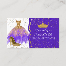 Cartão De Visita Treinador Glittery Pageant Roxo e Dourado