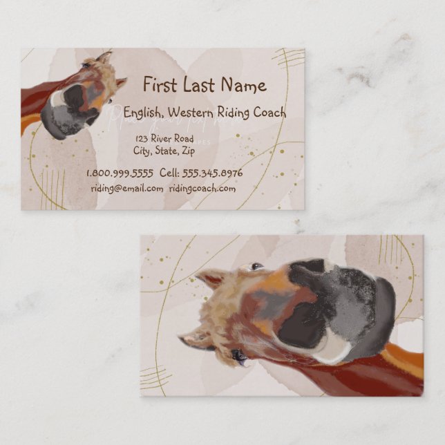 Cartão De Visita Treinador Inglês Western Funny Horse (Frente/Verso)