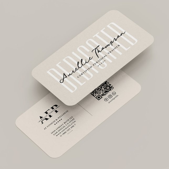 Cartão De Visita Treinador moderno de treinamento pessoal Beige (Wellness Coach Modern Personal Trainer Sand Beige Business Card
)