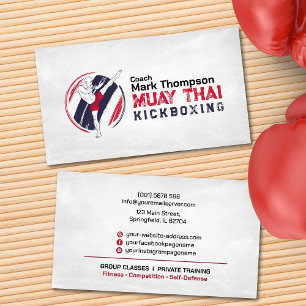 Cartão De Visita Treinador Muay Thai e Kickboxe - Blue Red Busines