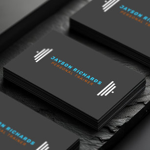 Cartão De Visita Treinador Pessoal Barra Halter Azul/Laranja Ousado