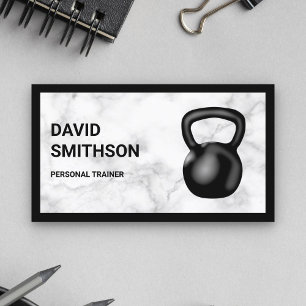 Cartão De Visita Treinador Pessoal de Fitness Kettlebell de Mármore
