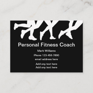 Cartão De Visita Treinador Pessoal de Fitness Preto e Branco