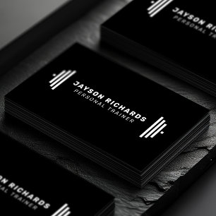 Cartão De Visita Treinador Pessoal de Haltere Negrito Preto Puro Si