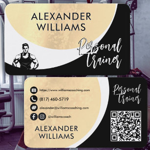 Cartão De Visita Treinador Pessoal Fitness QRcode Dinâmico Moderno