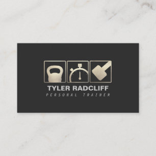 Cartão De Visita Treinador pessoal Kettlebell, Dumbbell, Stopwatch