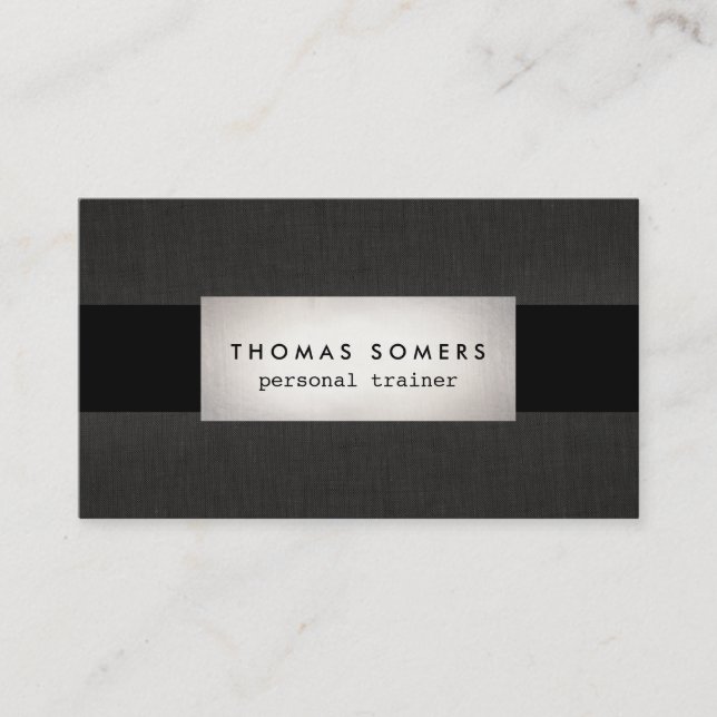Cartão De Visita Treinador Pessoal legal Moderno Faux Silver (Frente)