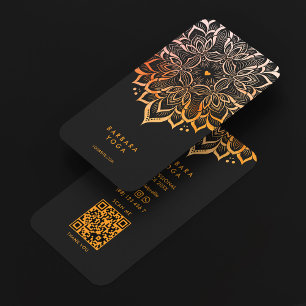 Cartão De Visita Treinador Pessoal Minimal Preto Laranja Mandala 