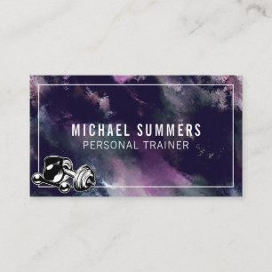 Cartão De Visita Treinador Pessoal Roxo Treinador Gym Coach Pesam D