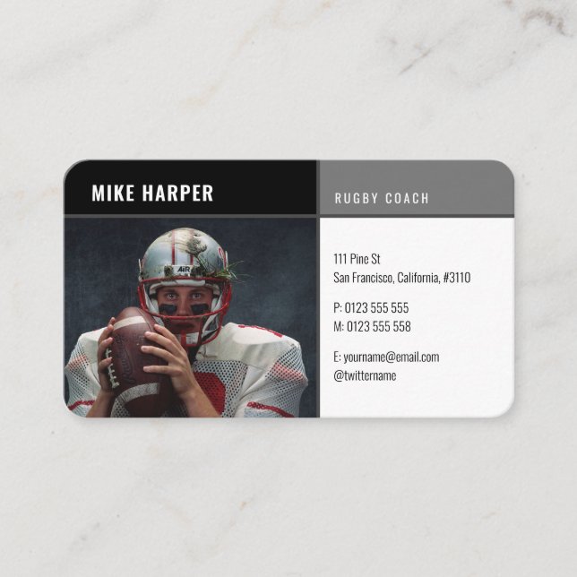 Cartão De Visita Treinador Profissional | Rugby Master Sport (Frente)