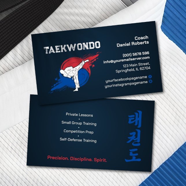 Cartão De Visita Treinador Taekwondo - Artista marcial e Taegeuk (Criador carregado)