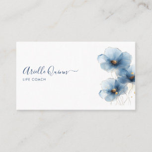 Cartão De Visita Treinadora de vida Serene Indigo Watercolor